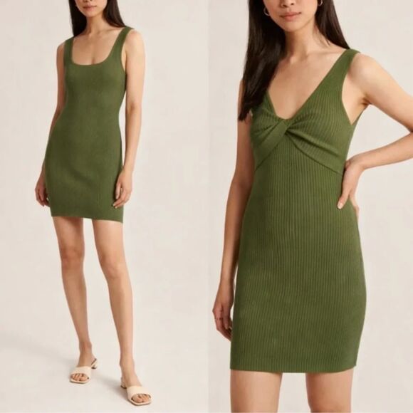 Abercrombie & Fitch Dresses & Skirts - Abercrombie & Fitch Ribbed Bodycon reversible tank Dress Size Medium Olive Green